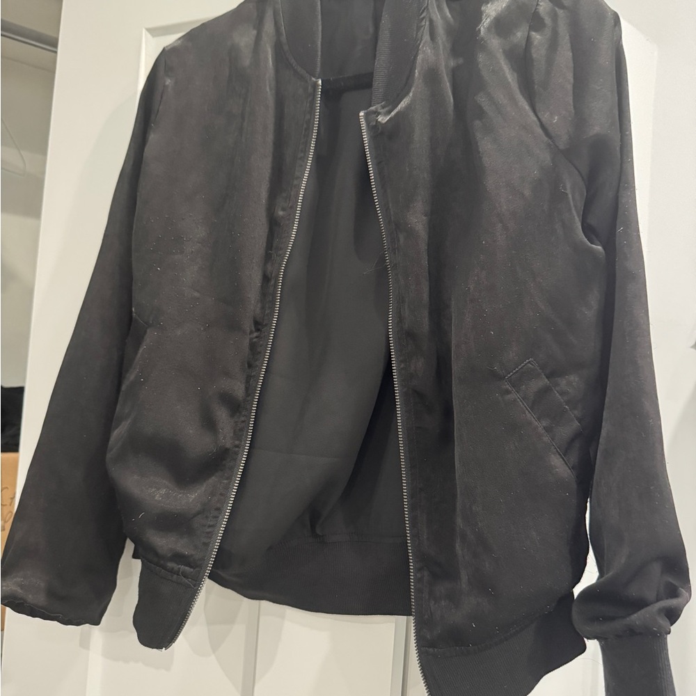 Satin Black Bomber Jacket
